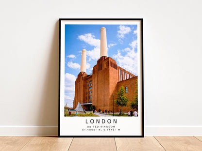 Battersea Power Station Print - London Travel Wall Art, Framed Minimalist Decor, Personalized Gift