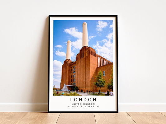 Battersea Power Station Print - London Travel Wall Art, Framed Minimalist Decor, Personalized Gift
