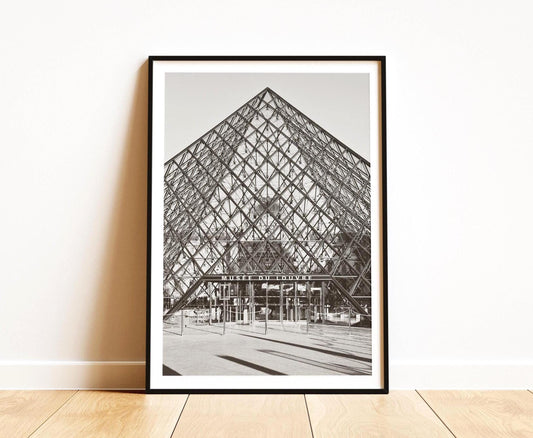 Louvre Museum Print - Black and White Paris Photography Wall Art, Minimalist Gift - Matthew Webb Photography