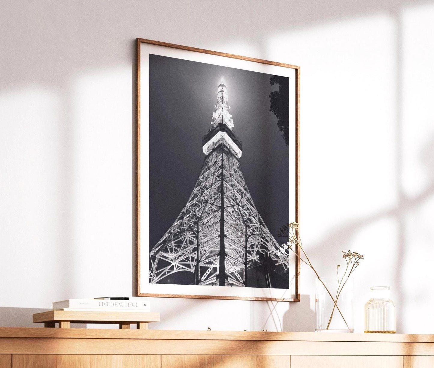 Tokyo Tower Black and White Photography Print, Japan Landmark Art, Modern Wall Decor - Matthew Webb Photography