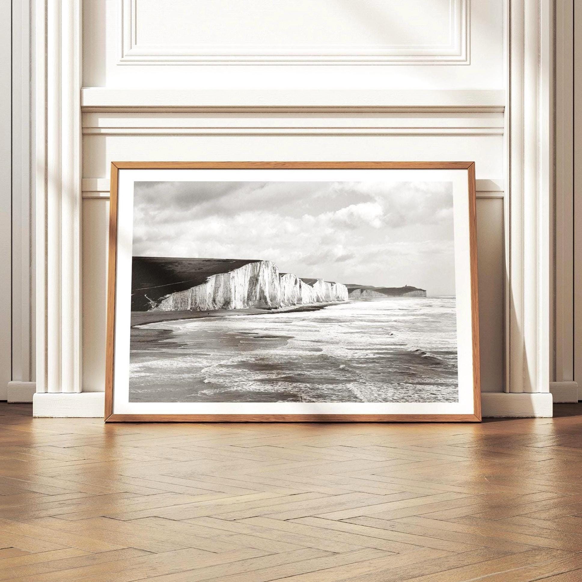 Black and White Coastal Photography Wall Art - Seven Sisters Fine Art Print - Matthew Webb Photography