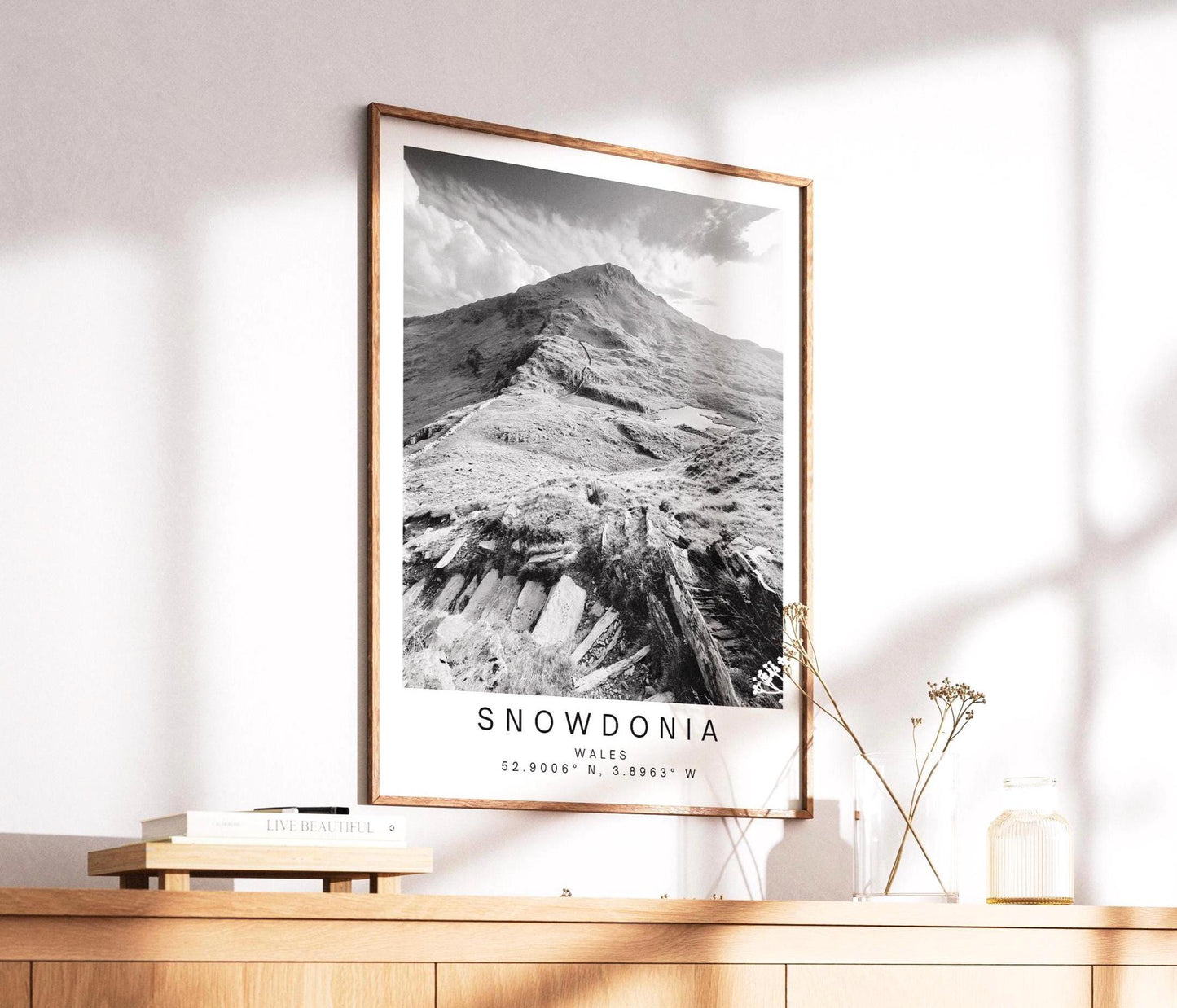 Snowdonia Mountain Print – Black and White Welsh Landscape Photography Wall Art