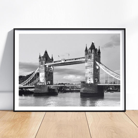 Black and White Tower Bridge Print - London Wall Art, Architecture, Photography, UK