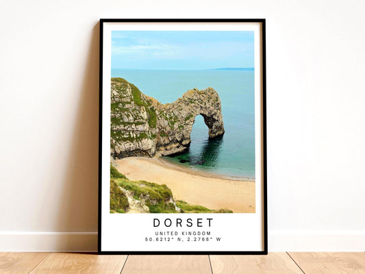 Durdle Door Print - Dorset Coastal Wall Art, Beach landscape, Framed Minimalist Photography
