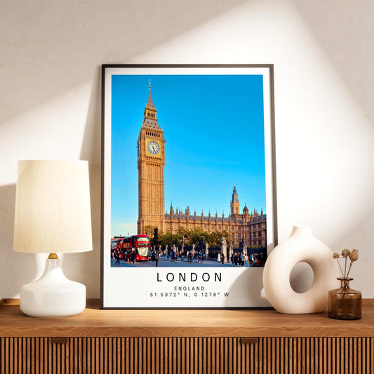 Big Ben London Print, London Wall Art, UK Travel Poster