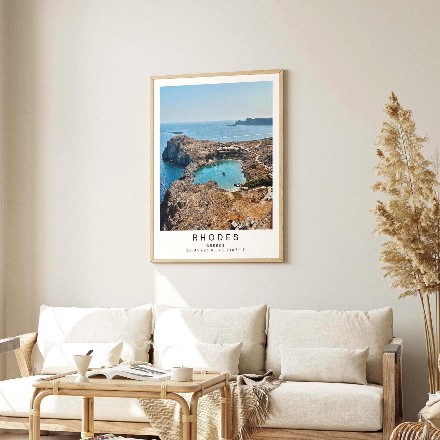 Rhodes Greece Travel Print - Lindos Acropolis Photography Wall Art Poster, Framed Personalized Greek Gift - Matthew Webb Photography