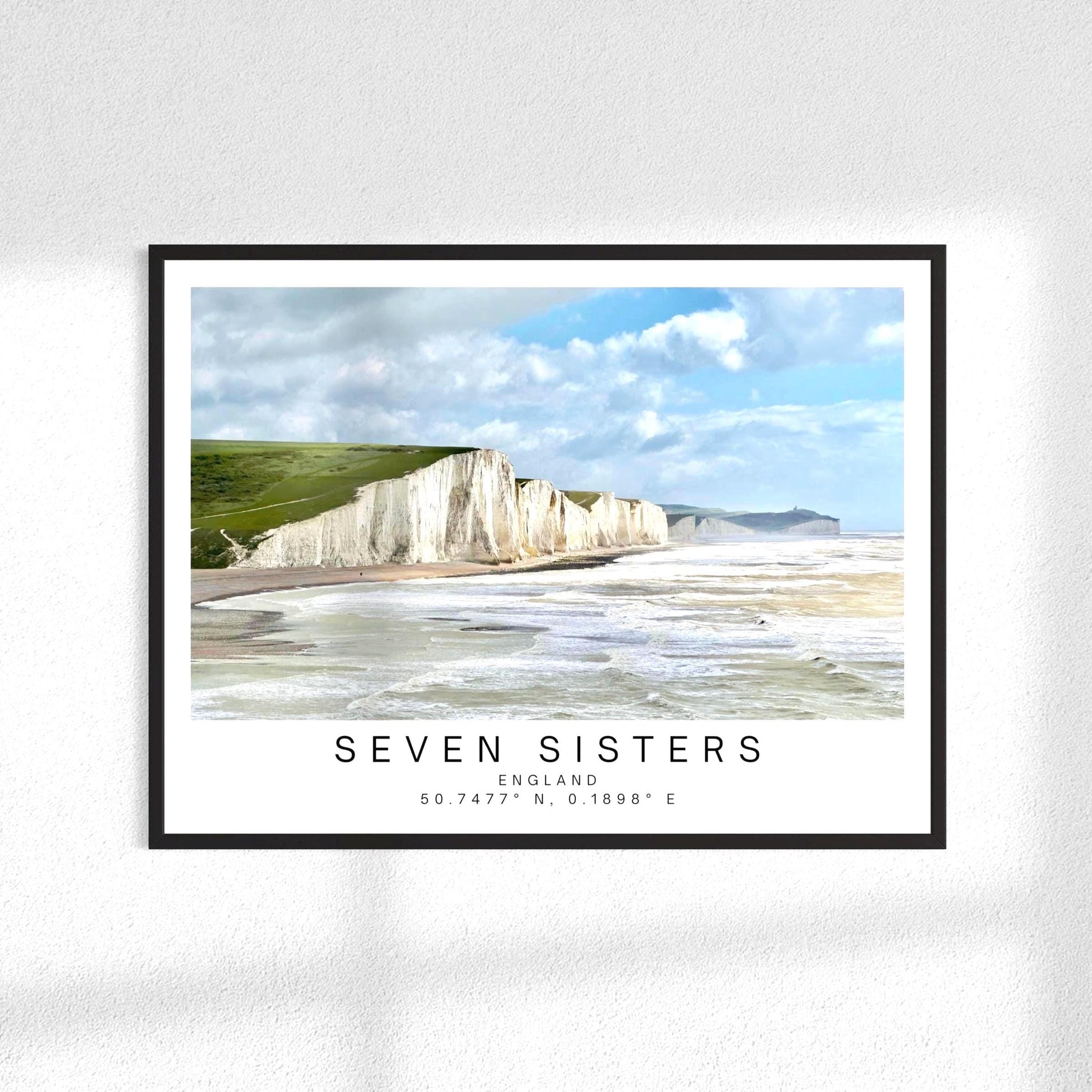 Seven Sisters Travel Poster - East Sussex Coastal Landscape Photography Wall Art, Framed personalized gift - Matthew Webb Photography