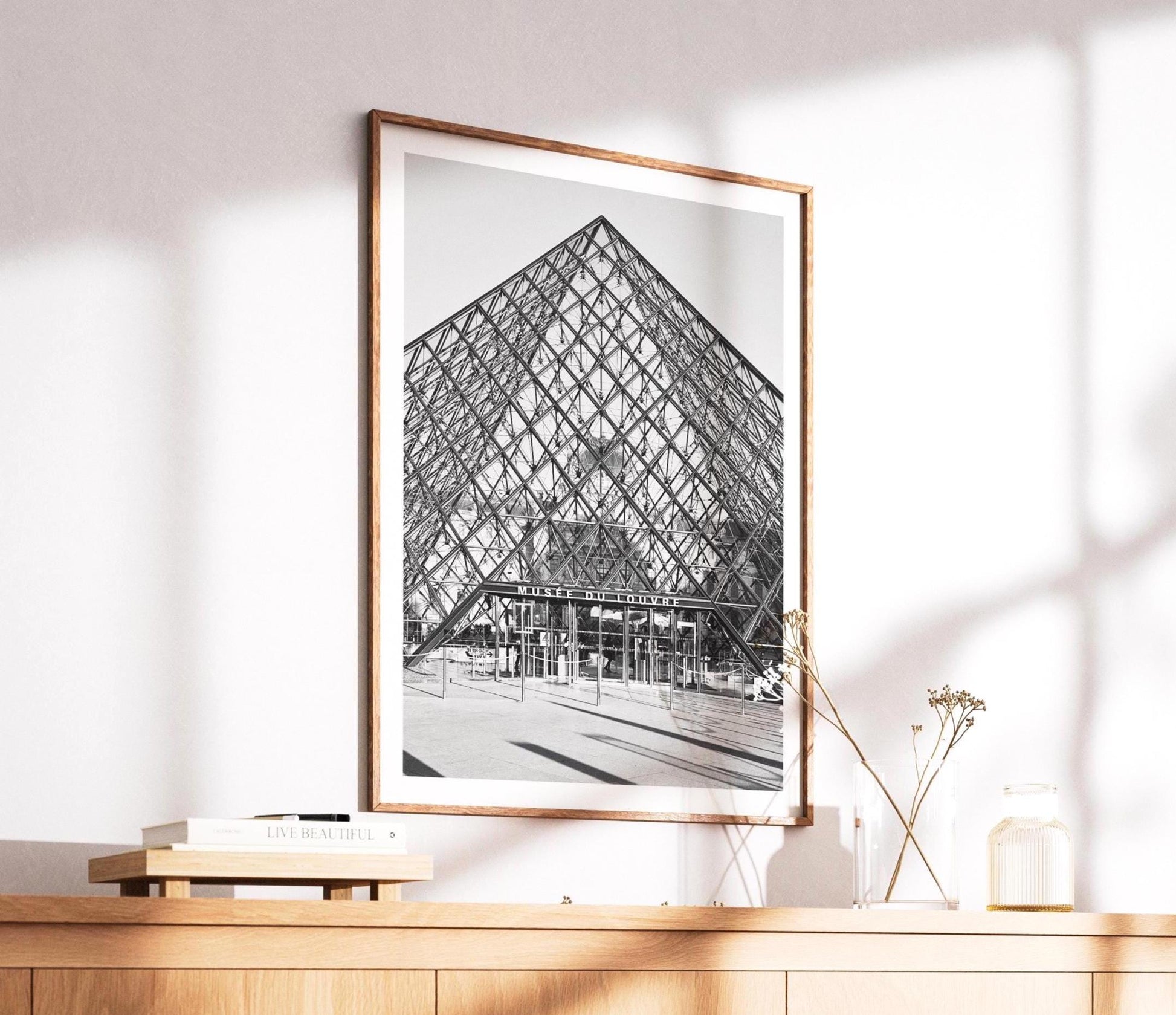 Louvre Museum Print - Black and White Paris Photography Wall Art, Minimalist Gift - Matthew Webb Photography