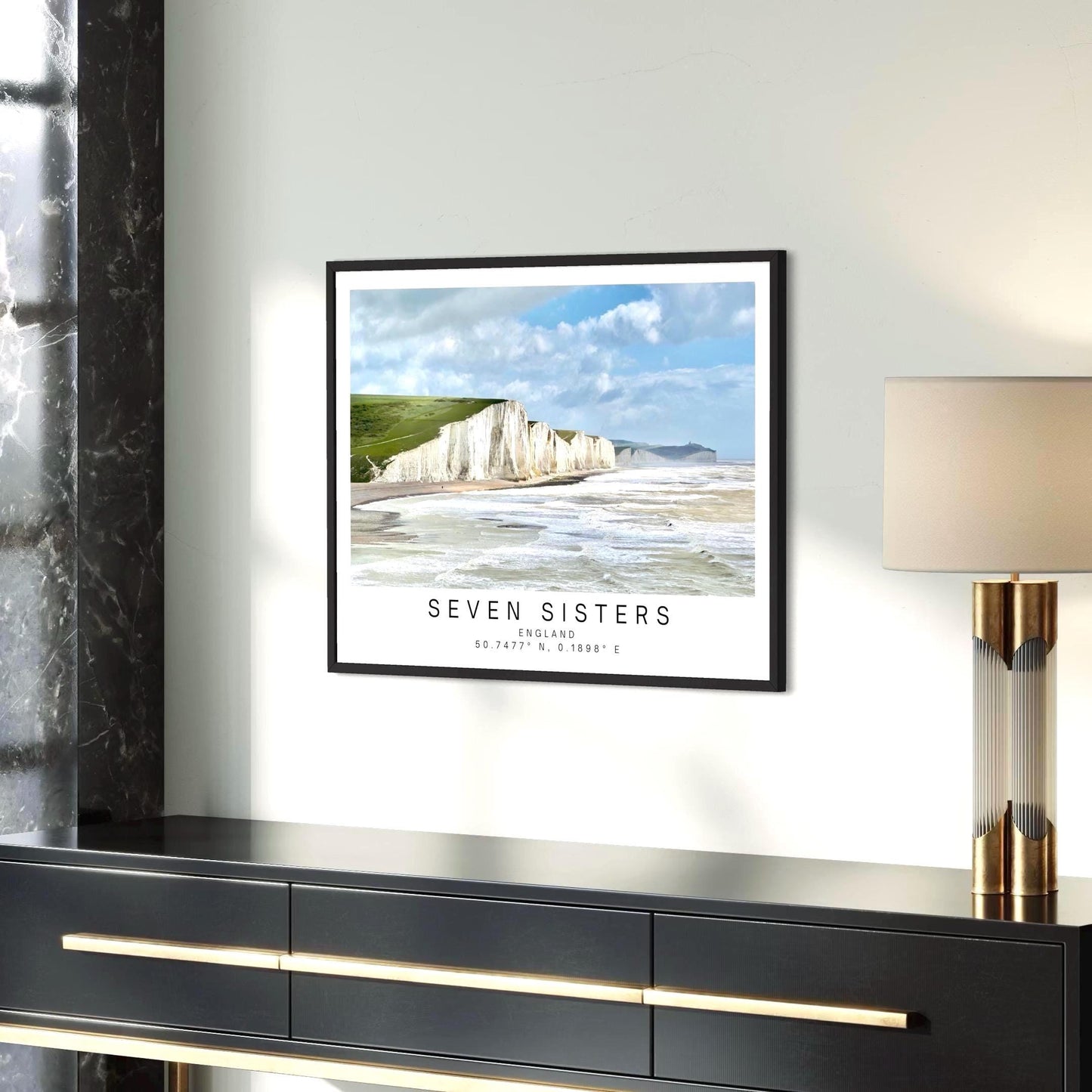 Seven Sisters Travel Poster - East Sussex Coastal Landscape Photography Wall Art, Framed personalized gift - Matthew Webb Photography