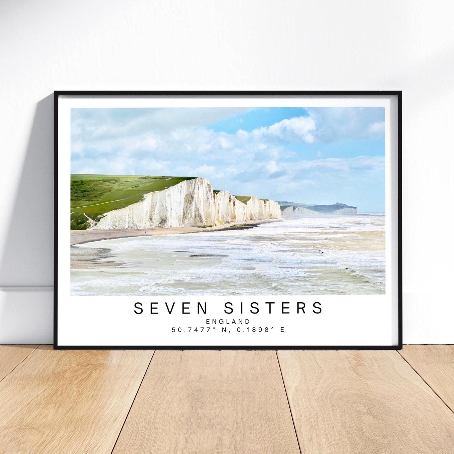 Seven Sisters Travel Poster - East Sussex Coastal Landscape Photography Wall Art, Framed personalized gift - Matthew Webb Photography