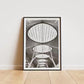 Madrid Architecture Print: Richard Rogers Airport Design, Black and White Geometric Photography